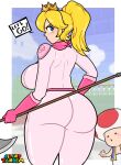  1boy 1girl 1girl ass_focus big_ass big_breasts big_breasts bubble_ass bubble_butt dat_ass english_text fat_ass female_focus horny huge_ass huge_breasts illumination_entertainment indoors large_ass looking_at_viewer looking_back male mario_(series) nintendo princess_peach sexy sexy_ass sexy_body sexy_breasts sideboob silenttandem smelly_ass speech_bubble standing super_mario_bros. super_mario_bros._(2023_film) text thick_ass thick_thighs toad_(mario) wide_hips 
