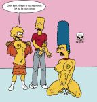 bart_simpson blue_hair blush breasts flashing hair lisa_simpson marge_simpson masturbation nude orgasm pearls penis pussy smile the_fear the_simpsons yellow_skin 
