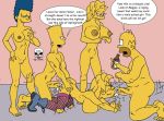  bart_simpson blue_hair breast_grab breasts cum doggy_position fellatio fishnet_stockings hair homer_simpson incest lisa_simpson maggie_simpson marge_simpson nude oral pussy smile spitroast the_fear the_simpsons yellow_skin 