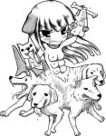  1girl bangs blunt_bangs bone breasts extra_breasts greek_mythology long_hair lowres monochrome monster_girl multi_breast multiple_breasts mythology nipples no_nose pussy scylla solo tears tongue uncensored 