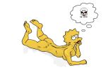 ass breasts laying_down lisa_simpson nude_female sideboob the_fear the_simpsons thinking white_background yellow_skin