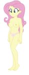  1girl barefoot breasts equestria_girls female female_only fluttershy fluttershy_(mlp) friendship_is_magic long_hair mostly_nude my_little_pony no_bra panties solo standing topless white_background 