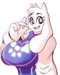 1_girl 1girl 2020 2020s 5_fingers anthro anthro_only big_breasts boss_monster breasts breasts_bigger_than_head caprine clothed cute delta_rune_(emblem) eyelashes female female_anthro female_only floppy_ears furry furry_female furry_only goat goat_ears goat_horns horns huge_breasts long_ears looking_at_viewer monster monster_girl red_eyes smile smiling smiling_at_viewer solo solo_anthro solo_female solratic toriel undertale undertale_(series) upper_body white_background white_fur