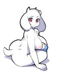 1girl 2019 anthro anthro_only ass big_breasts boss_monster breasts caprine female female_anthro female_only furry furry_female furry_only goat horns looking_at_viewer milf nipples nude red_eyes sitting sitting_on_floor solo_anthro solo_female tail tail_tuft thighs toriel tsampikos undertale undertale_(series) voluptuous voluptuous_female white_background white_fur