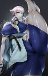 1girl big_breasts breasts clothed_female female_focus female_only leg_lift manon_(street_fighter) mature mature_female short_hair solo_female solo_focus steaming_body street_fighter street_fighter_6 stretching video_game_character video_game_franchise voluptuous white_hair z_enatsu zenatsu