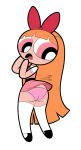 1girl aged_up ass ass_cleavage big_ass blossom_(ppg) blush bow butt_crack cartoon_network embarrassed_underwear_female euf fat_ass fat_butt female_only fully_clothed huge_ass looking_back orange_hair panties pink_eyes powerpuff_girls scobionicle99 solo_female thick_ass thick_butt warner_brothers wind wind_lift windy_skirt