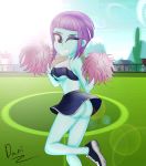  1_girl 1girl ass bare_midriff cheerleader cheerleader_outfit cheerleader_uniform clothed danielita equestria_girls female female_only friendship_is_magic looking_at_viewer mostly_clothed my_little_pony no_panties no_panties_under_skirt one_eye_closed outdoor outside pom_poms revealing_clothes short_hair short_skirt skirt skirt_lift solo sunny_flare 