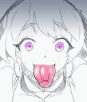  1girl ahegao animated animated_gif fucked_silly kabeu_mariko kantai_collection licking looking_at_viewer personification purple_eyes re-class_battleship shinkaisei-kan short_hair silver_hair smile solo spot_color tongue 
