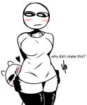 1girl ass_grab bald black_legwear black_panties blush commentary eyebrows floating_heart jace_the_funny jacefunny male monochrome panties shirt silly stockings unnamed_bald_guy_(jacefunny) unnamed_bald_woman_(jacefunny) wink