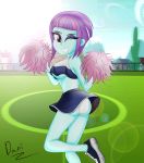  1_girl 1girl ass bare_midriff cheerleader cheerleader_outfit cheerleader_uniform danielita equestria_girls female female_only friendship_is_magic looking_at_viewer my_little_pony one_eye_closed outdoor outside panties pantyshot pom_poms revealing_clothes short_hair short_skirt skirt skirt_lift solo sunny_flare 
