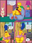 2girls big_ass big_breasts bynshy chubby half_naked lisa_simpson marge_simpson milf mother_and_daughter the_simpsons