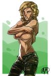 big_breasts command_and_conquer ganassa lifting_shirt midriff military_uniform nipples shirt_lift tanya_adams