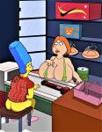  ass bottomless crossover family_guy huge_breasts lois_griffin marge_simpson nipples no_panties the_simpsons thighs 