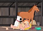  anal ass beastiality blackzacek breasts brian_griffin cartoon_milf cmdrzacek double_penetration erect_nipples family_guy group_sex horatio_(family_guy) horse_(family_guy) lois_griffin nude pale_breasts surprised_expression thighs threesome vaginal 
