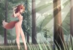  1girl akinakesu-chan animal_ears breasts brown_hair female_frontal_nudity female_nudity high_resolution holo large_filesize looking_at_viewer nipples nude outside pussy red_eyes small_breasts spice_and_wolf tail very_high_resolution wolf_ears wolf_girl wolf_tail 