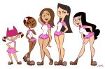 asian asian_female black_eyes black_hair blue_eyes bonnie_rockwaller boots breasts brit_crust brown_hair cartoon_network crossover danny_phantom dark_skin disney hat heather_(tdi) hourglass_figure kim_possible long_hair my_life_as_a_teenage_robot navel paulina short_hair shorts smile thick_ass thick_legs thick_thighs tiff_crust total_drama_island twin_tails white_background wide_hips