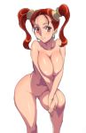  1girl blush breast_squeeze breasts curvy dragon_quest dragon_quest_viii earrings hips ichijiku jessica_albert jessica_albert_(dragon_quest) jewelry large_breasts nipples nude pussy red_eyes red_hair square_enix standing twintails uncensored wide_hips 