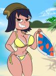  beach cfnm clothed_female_nude_male hat holding_pants implied_nudity janna_ordonia looking_at_viewer roco340 smile star_vs_the_forces_of_evil swimming_trunks 