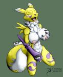  2014 abs anthro arashidrgn barefoot big_breasts big_nipples breasts canine claws closed_eyes digimon female fingering fox fur furry hand_on_breasts mammal navel nipples nude open_mouth pawpads paws renamon sitting solo tongue tongue_out 