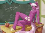 2014 anthro anus apple ass blush breasts chalkboard cheerilee classroom cutie_mark detention equine female friendship_is_magic fruit furry green_eyes hair hooves horse insice long_hair looking_at_viewer mammal my_little_pony nipples pink_hair pink_skin pony pusspuss pussy sitting smile solo teacher thighs