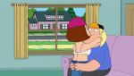  bouncing_breasts bra bra_pull brother_and_sister caption chris_griffin family_guy funny funny_dialogue gif guido_l hugging meg_griffin talking walking 