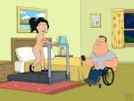  1_boy 1_girl 1boy 1girl bedroom boner bonnie_swanson bouncing_breasts clothed_male_nude_female exercise family_guy female gif guido_l indoors joe_swanson male nude walking wheelchair wife 