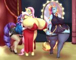  3_girls anthro blues64 breasts_bigger_than_head fluttershy friendship_is_magic gigantic_ass gigantic_breasts horn hourglass_figure marauder6272 my_little_pony rarity sassy_saddles_(mlp) thick_thighs wings 