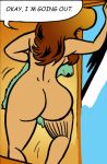  1girl antonissen big_ass brunette comic edit nude pieter_antonissen sabine_bergen solo_focus text towel 