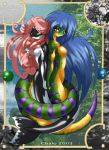 3_toes anthro big_breasts blue_hair breasts chalo chalodillo chalosan curvy_figure cute_fangs female fins flower_in_hair furry gecko geecku green_body las_lindas las_lindas_(series) lizard long_hair multicolored_body non-mammal_breasts orca pink_hair red_eyes reptile scalie striped_body stripes tail thick_tail two_tone_skin webcomic webcomic_character xe&aacute;nica_(las_lindas) yellow_body yellow_eyes yellow_sclera