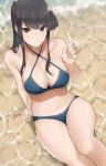 1girl beach bikini black_hair breasts komi-san_wa_komyushou_desu komi_shouko long_hair looking_at_viewer medium_breasts swimsuit 
