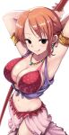  1girl 1girl 1girl alabasta arm_band arm_bands armpits arms_up big_breasts breasts cleavage clima-tact clothed_female curvy dancer dancer_outfit dress female_focus female_only kasai_shin mature mature_female nami navel one_piece orange_hair pre-timeskip pre_timeskip seductive short_hair skirt solo_female solo_focus tagme tongue_out tummy 