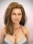  blonde_hair breasts clothing female necklace solo sydgrl3d 