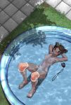 1girl 2d 2d_animation air_bubbles alternate_version_available animated armpits blinking blush breasts brown_eyes brown_hair bubbles chronometer day daytime female female_only foxeye_(artist) fundoshi holding_breath human in_the_aquarium:_sinking_with_kana inflatable_pool kana_(in_the_aquarium:_sinking_with_kana) knees_up loop medium_breasts mostly_submerged mp4 navel nipples one-piece_tan outside pool short_hair small_breasts small_nipples smile smiling solo_female solo_focus sound submerged tan tan_line tan_skin topless video wading_pool water