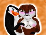  big_breasts dreamworks furry interspecies marlene_(penguins) otter skipper_(penguins) the_penguins_of_madagascar 