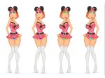  1girl family_guy lois_griffin mickey_mouse micro_dress orange_hair panties panty_shot pinup polka_dot revealing_clothes socks solo stockings thighhighs 