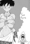  abs big_breasts breasts dragon_ball_z monochrome nude videl 