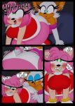 2girls 3barts ahegao amy_rose blush boots clothed clothing comic dialogue dress drooling english_text female female_only furry gloves green_eyes hand_on_ass holding_tail looking_back looking_pleasured panels panties red_dress rouge_the_bat sega shaking simple_background smile sonic_the_hedgehog_(series) speech_bubble surprised_expression tagme tail tail_fetish tail_sex text upskirt white_panties