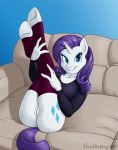  anus ass big_ass big_breasts breasts cute equine eyelashes friendship_is_magic hair looking_at_viewer mammal my_little_pony pony presenting presenting_hindquarters pussy raised_legs rarity smile smiling white_fur 