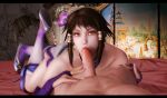  1boy 1girl 3d alluring asian asian_female bed blowjob brown_eyes brown_hair chai_xianghua chinese_clothes cum cum_in_mouth cum_inside cum_on_penis fellatio first_person_view flower hand_on_thigh kilik light_skin mrstranger on_back on_stomach oral pov project_soul soul_calibur soul_calibur_ii soul_calibur_iii soul_calibur_vi xianghua 