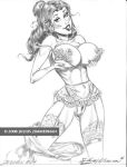  2008 babe beautiful beauty_and_the_beast big_breasts breast_grab breasts disney dress female julius_zimmerman_(artist) monochrome princess_belle pussy smile stockings strip woman 
