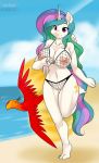  1girl anthro beach bikini breasts fishnet friendship_is_magic kloudmutt my_little_pony nipples princess_celestia pussy 