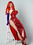 big_breasts cosplay disney green_eyes hair_over_one_eye hourglass_figure jessica_rabbit jessica_rabbit_(cosplay) red_hair stacey_dawn_(cosplayer) sultry sultry_eyes who_framed_roger_rabbit
