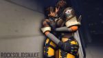  2_girls 2girls animated ass_grab breast_squeeze female/female female_only kissing lena_oxton making_out overwatch rocksolidsnake selfcest source_filmmaker tracer_(overwatch) webm yuri 