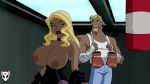 big_breasts big_nipples black_canary boxing_gloves dc_comics dcau dinah_lance edit gan_(artist) green_arrow huge_breasts justice_league justice_league_unlimited massive_breasts nude oliver_queen stripping undressing