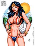 1girl 2010 american_flag_bikini dc_comics female_only garrett_blair justice_league pose solo_female volleyball wonder_woman