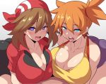 2_girls 2girls ahegao alluring ass before_sex big_breasts blue_eyes brown_hair clothed eyebrows_visible_through_hair female female_human haruka_(pokemon) horny horny_face human kasumi_(pokemon) konno_tohiro may may_(pokemon) misty misty_(pokemon) naughty_face open_mouth orange_hair pokemon tongue_out