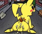 after_anal after_sex balls blush cum cum_in_ass cum_inside male nintendo open_mouth pikachu pokefound pokemon tongue