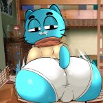  1boy cartoon_network clothing feline furry gumball_watterson huge_ass looking_back male shinonttr solo solo_focus tail the_amazing_world_of_gumball twerking underwear 