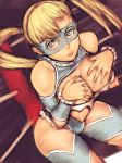  1girl arena blonde_hair blue_eyes breast_suppress breasts capcom cleavage fumio_(rsqkr) humio large_breasts light_skin long_hair mask nippleless_clothes nippleless_clothing nipples rainbow_mika solo street_fighter street_fighter_zero street_fighter_zero_3 twintails 