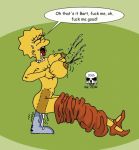  green_background lactation lisa_simpson saliva the_fear the_simpsons yellow_skin 